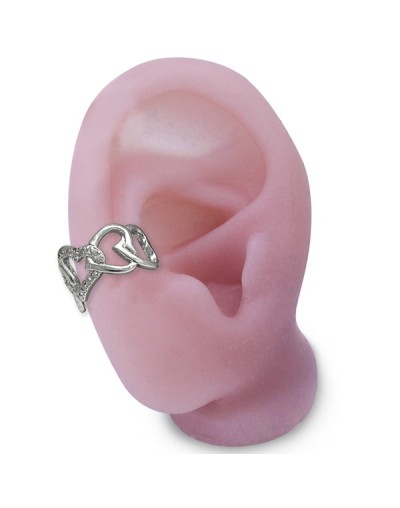 Arete earcuff corazones plata 925 ajustable