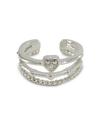 Arete earcuff corazón tres aros plata925 ajustable
