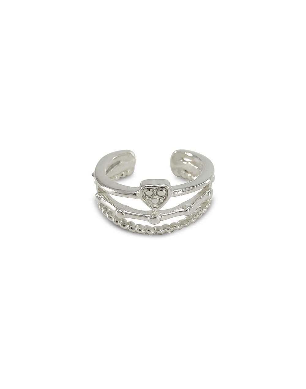 Arete earcuff corazón tres aros plata925 ajustable