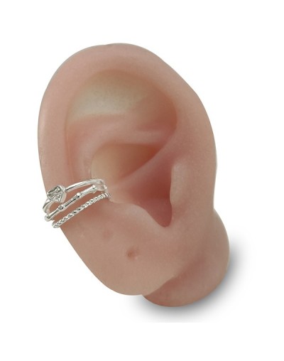 Arete earcuff corazón tres aros plata925 ajustable