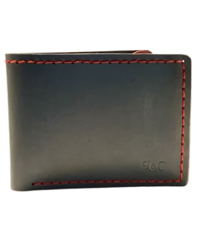 Artesanía billetera negra y rojo en cuero 100% original