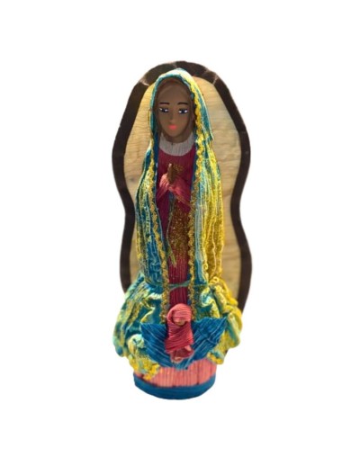 Artesanía virgen de guadalupe en amero de mazorca