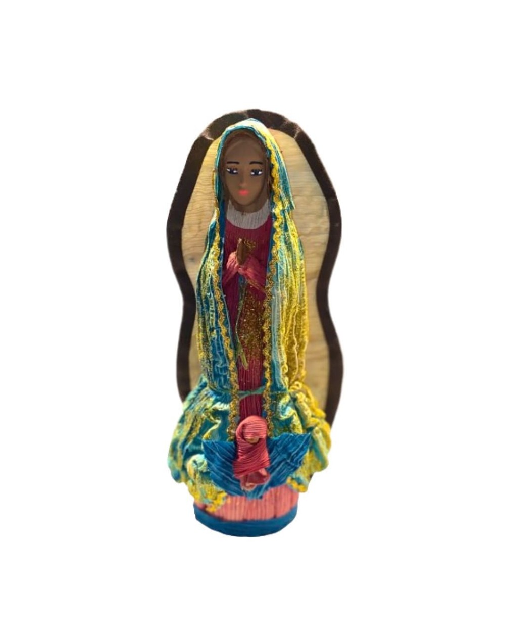 Artesanía virgen de guadalupe en amero de mazorca