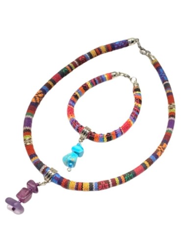 Artesanía juego de hilo de colores tejido en telar