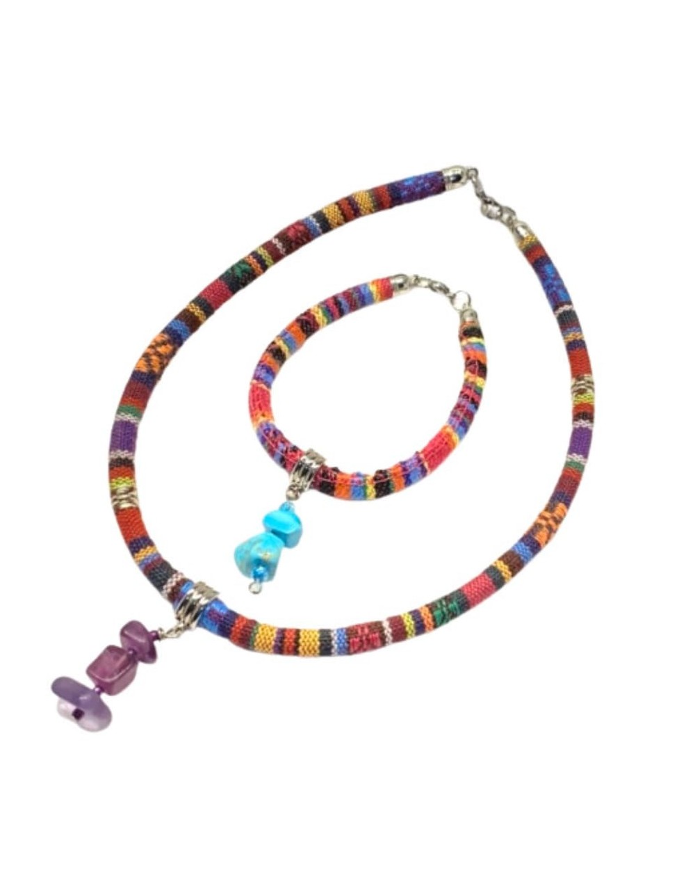 Artesanía juego de hilo de colores tejido en telar