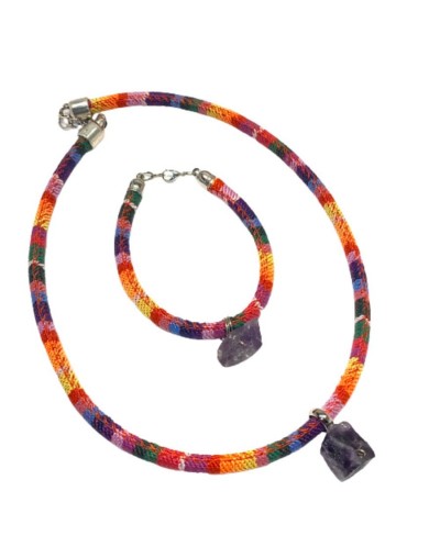 Artesanía juego de hilo de colores tejido en telar