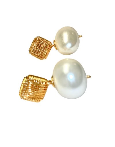 Artesania aretes polvo de madre perla