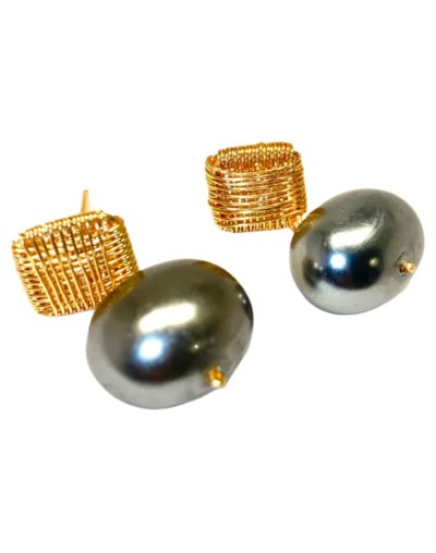 Artesania aretes polvo de madre perla