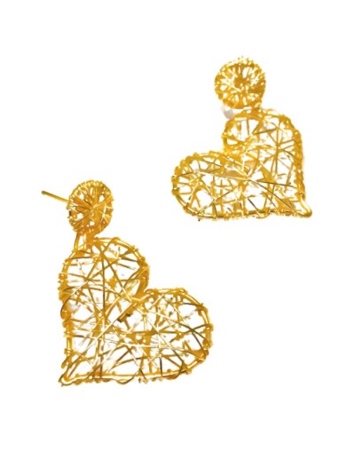 Artesania aretes corazónes descolgados