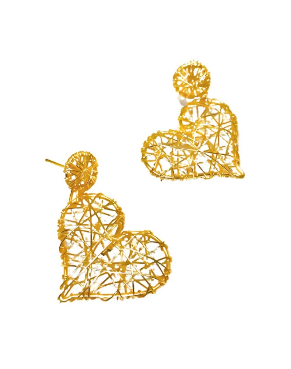 Artesania aretes corazónes descolgados