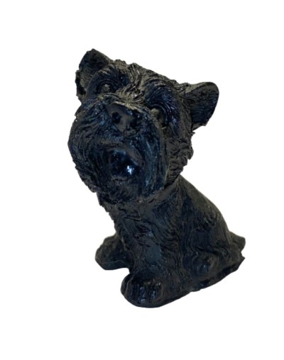 Artesania perro schnauzer mini tallado en carbon