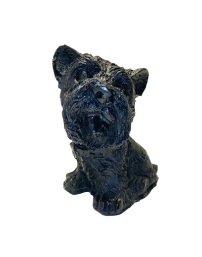 Artesania perro schnauzer mini tallado en carbon