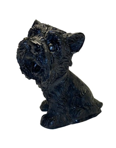 Artesania perro schnauzer mini tallado en carbon