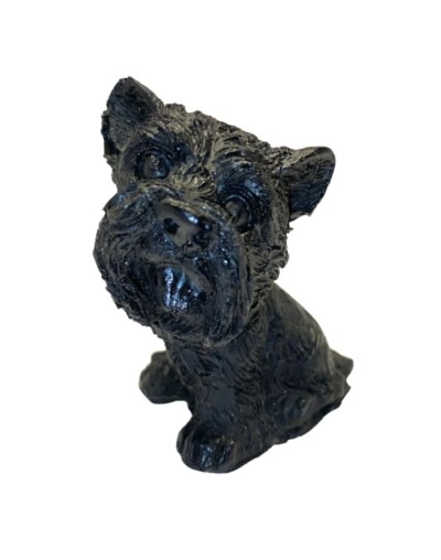 Artesania perro schnauzer mini tallado en carbon