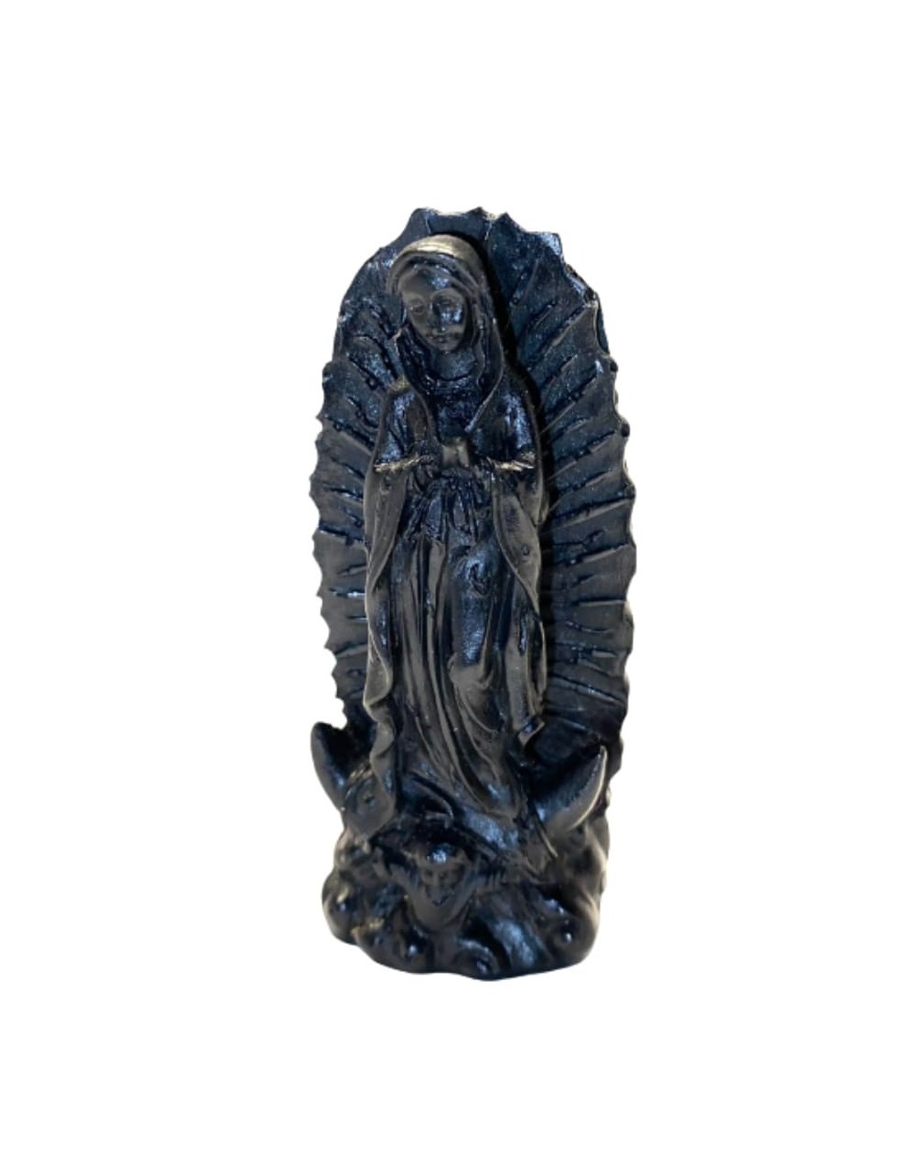 Artesania virgen de guadalupe tallada en carbon