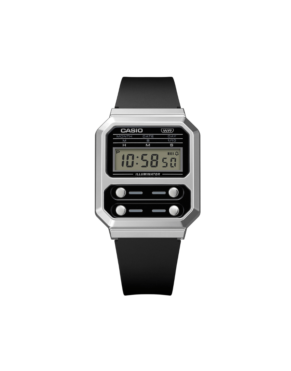 Reloj casio retro unisex a100wef-1adf negro plata