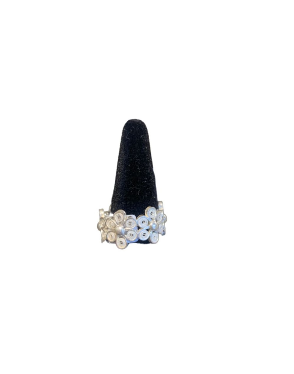 Artesania anillo joyeria en filigrana flores