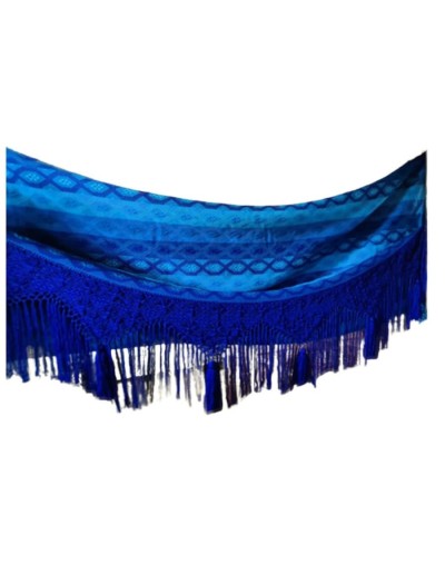 Artesania hamaca sanjacintera fina azul macrame