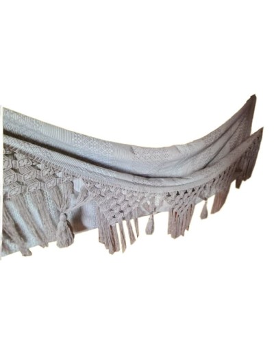 Artesania hamaca sanjacintera gris perlado macrame