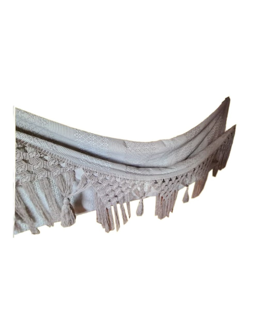 Artesania hamaca sanjacintera gris perlado macrame