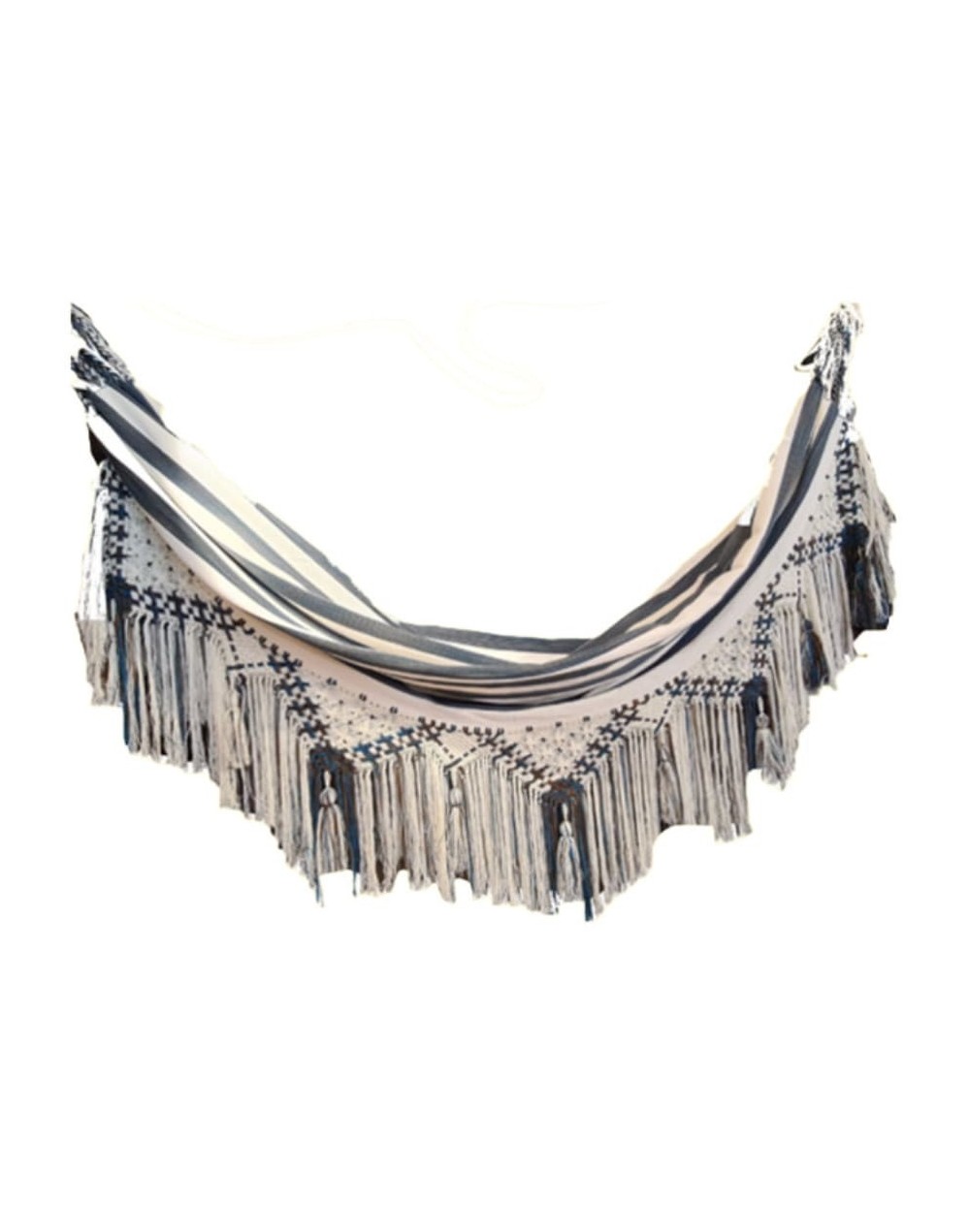 Artesania hamaca sanjacintera hueso azul macrame
