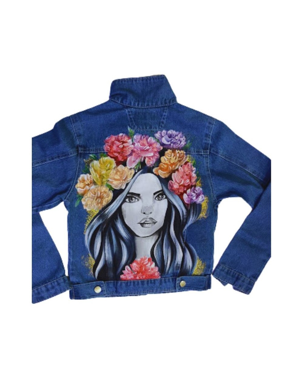 Chaqueta pintada a mano rostro mujer