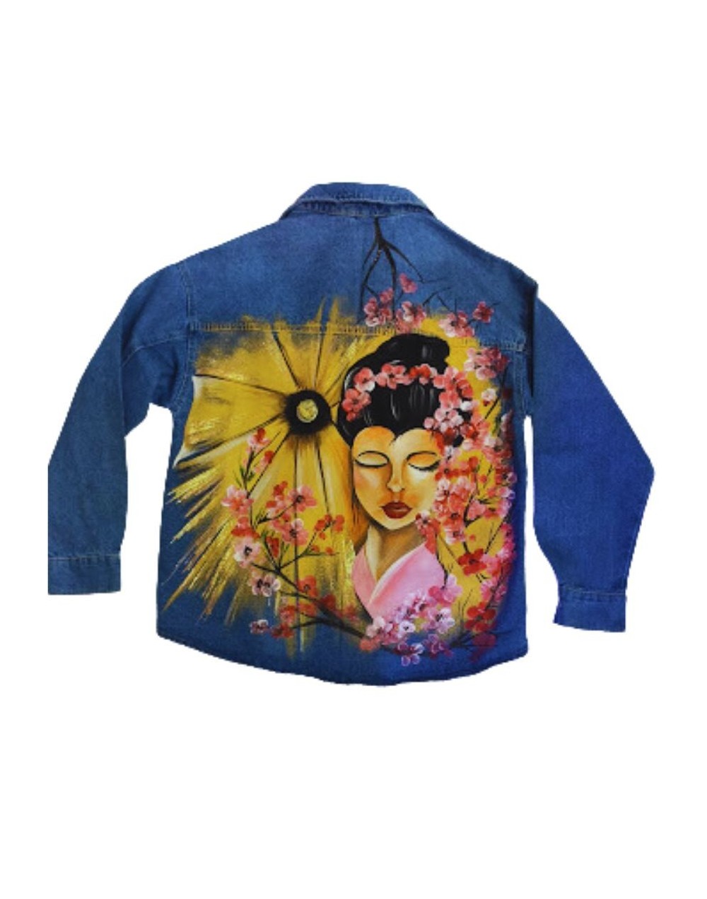 Chaqueta pintada a mano geisha