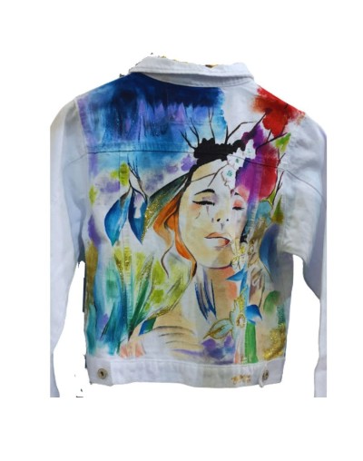 Chaqueta pintada a mano mujer jardin