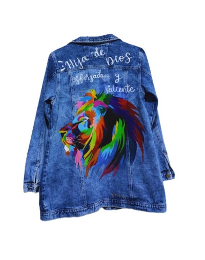 Chaqueta pintada a mano leon de juda