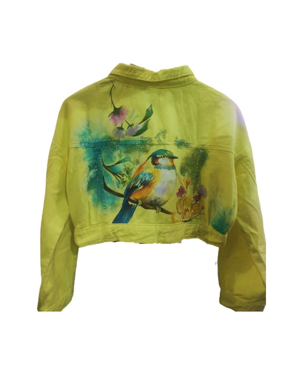 Chaqueta pintada a mano pajarito