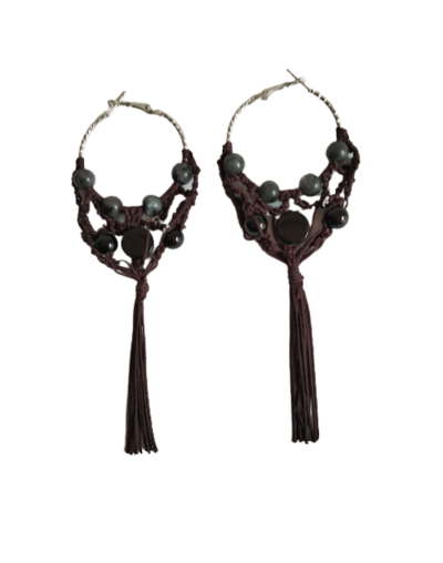 Labradorita candongas en macramé