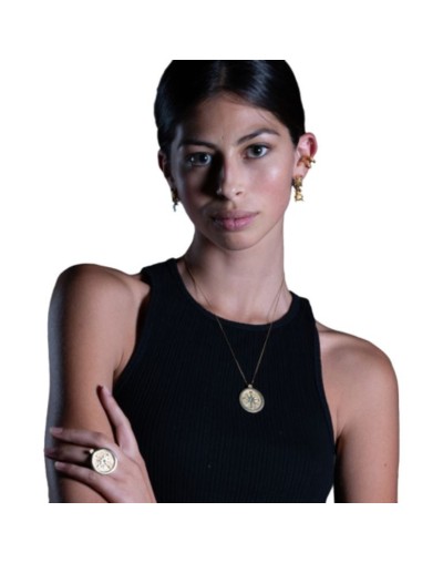 Collar brújula de plata y esmeralda