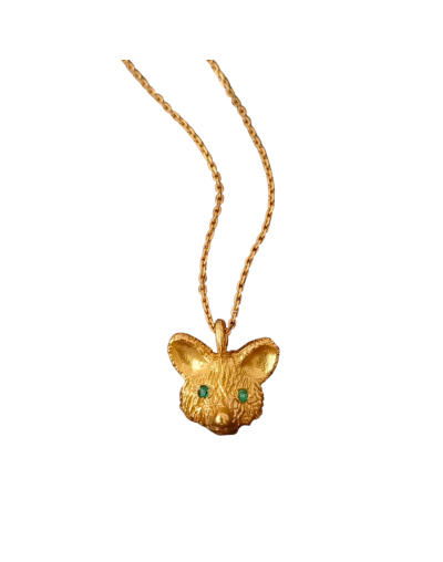 Collar zorrito dorado esmeraldas