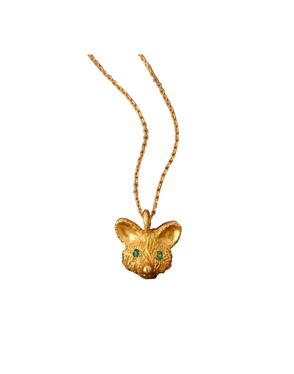 Collar zorrito dorado esmeraldas