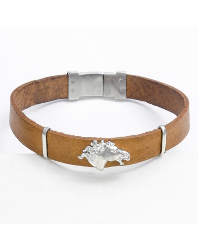 Pulsera unisex caballo cuero, broche cajon