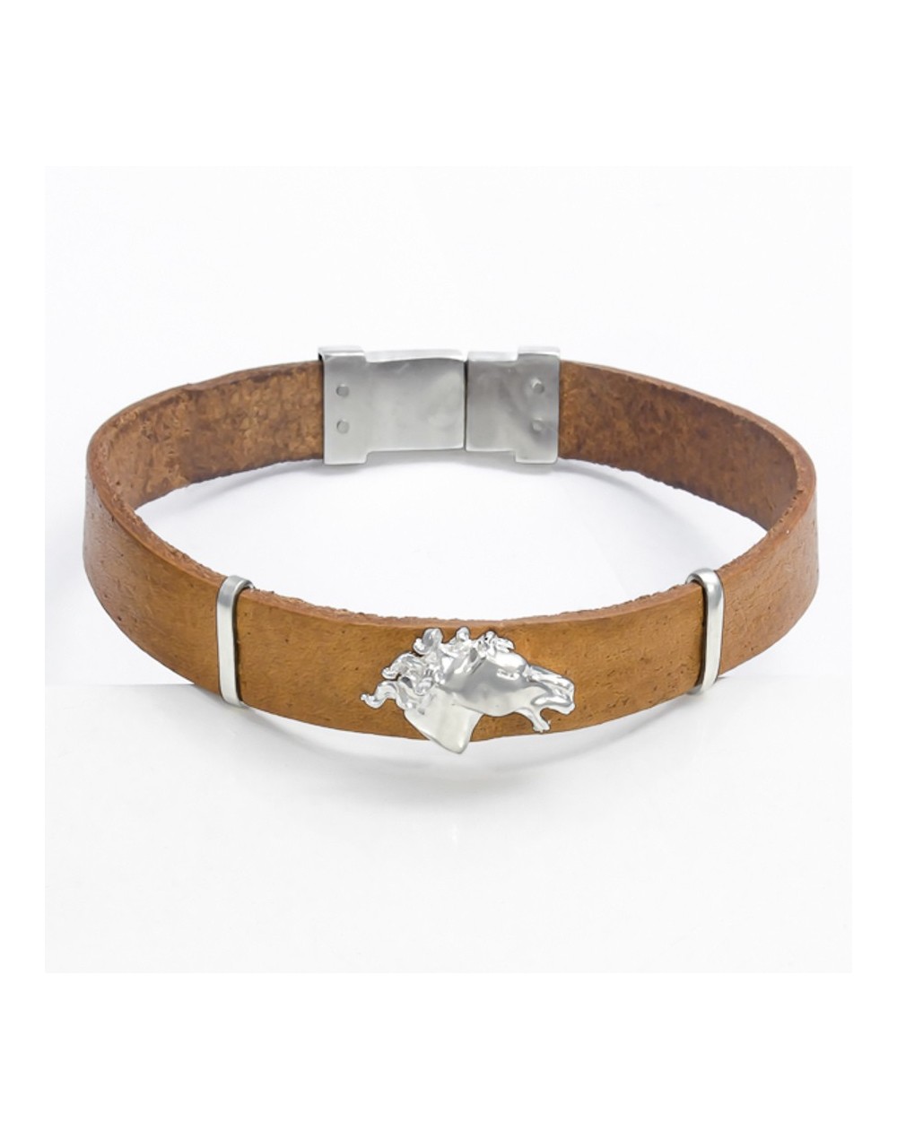 Pulsera unisex caballo cuero, broche cajon