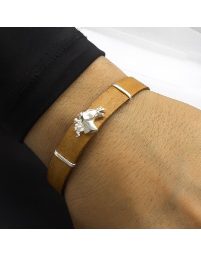 Pulsera unisex caballo cuero, broche cajon