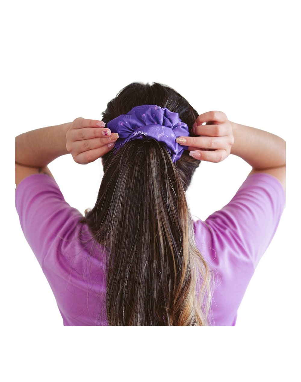 Bamba scrunchie para el cabello morado believe