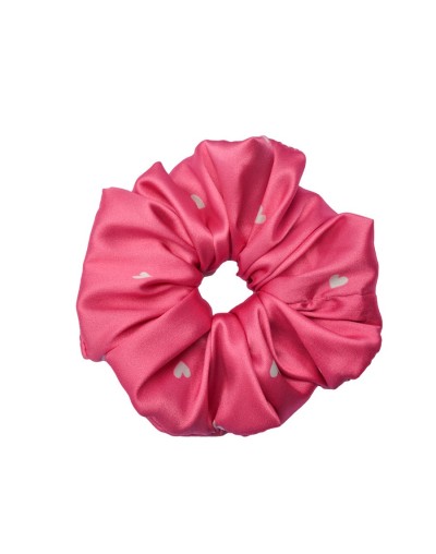 Bamba scrunchie para el cabello fuscia corazones