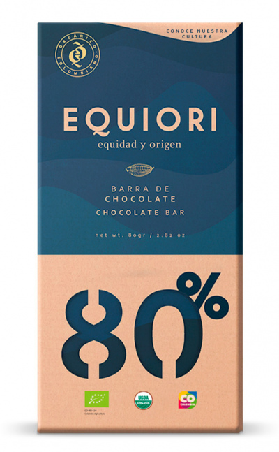 BARRA DE CHOCOLATE ORGÁNICO OSCURO 80% X 80GR