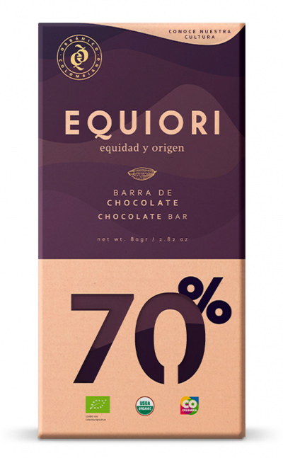 BARRA DE CHOCOLATE ORGÁNICO OSCURO 70% X 80GR