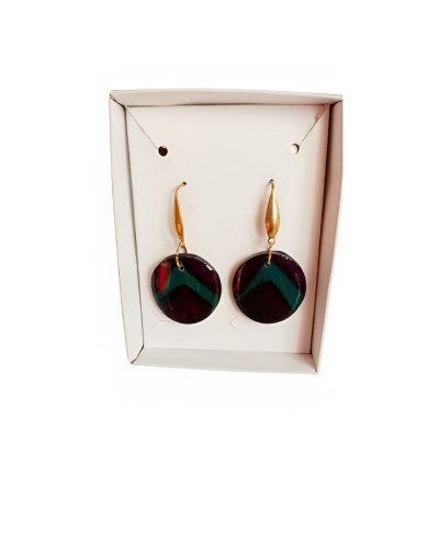 Aretes en guadua pintado a mano en resina.