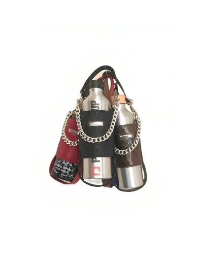Estuche, para dama en cuero para cargar botella,