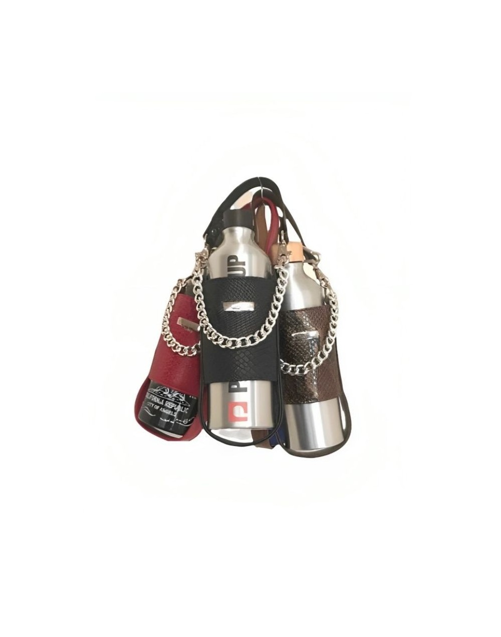 Estuche, para dama en cuero para cargar botella,