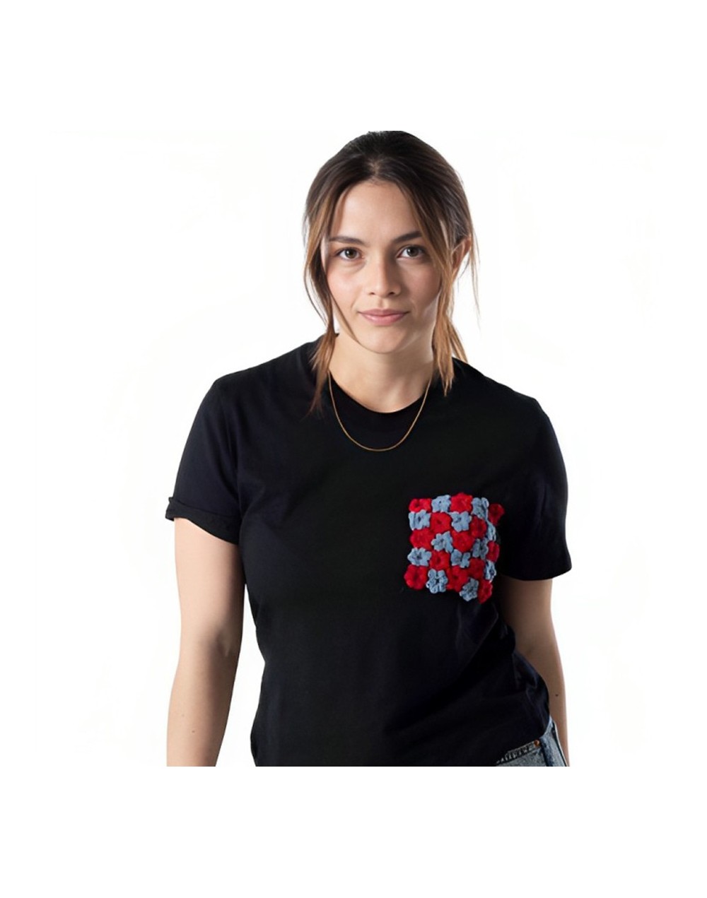 Camiseta bolsillo de flores