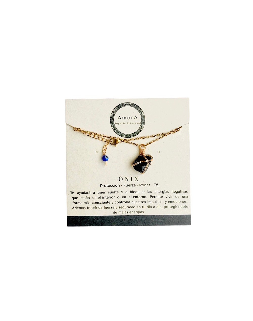 Collar en bruto de ónix negro