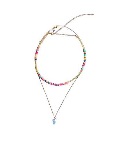 Set collar pop con cuarzo natural y ojo turco