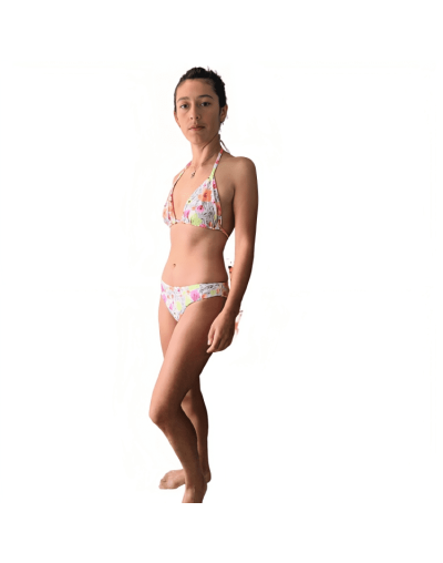 Bikini doble faz vestido de baño floral fucsia 