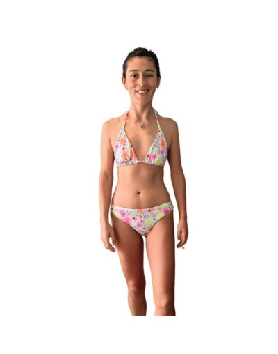 Bikini doble faz vestido de baño floral fucsia 