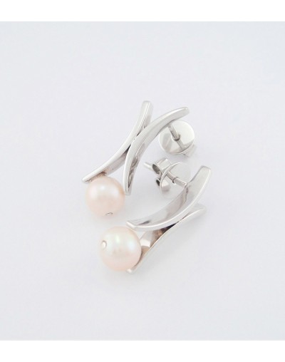 Pendientes En Plata Ley 950 Con Perlas Naturales De Cultivo